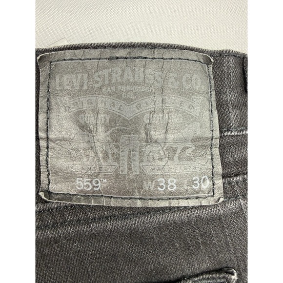 Levis 559 Mens 38x30 Black Relaxed Straight Fit Jeans WaterLess - Picture 3 of 13